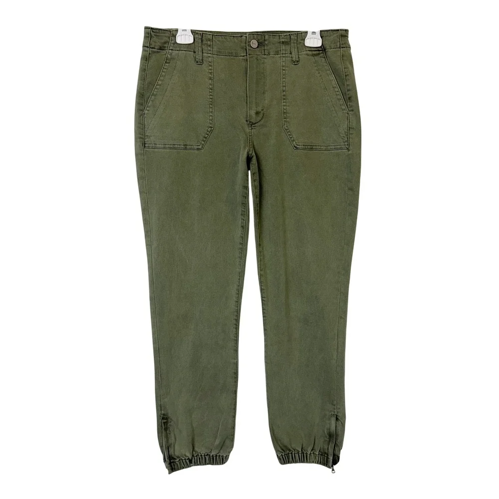 Paige Mayslie Jogger Pants Women's 30 Green Cargo Ankle Pants